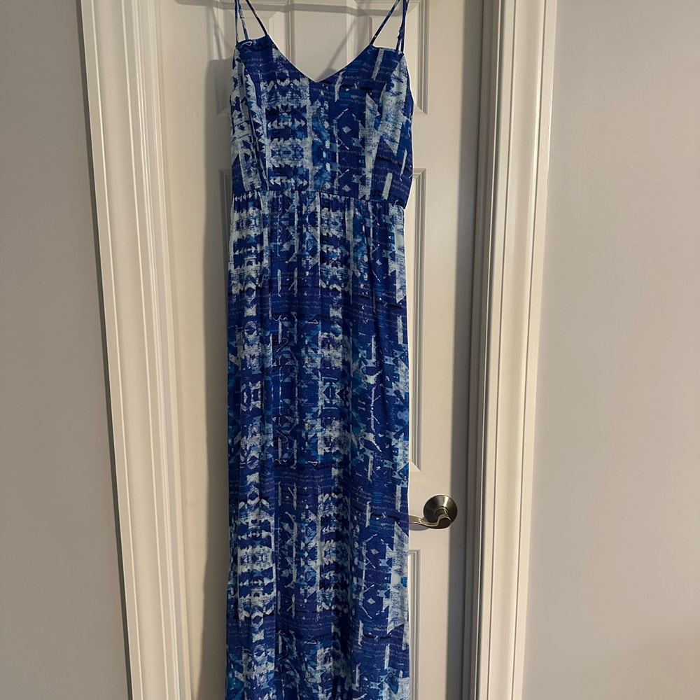Parker Blue and White Patterned Dress